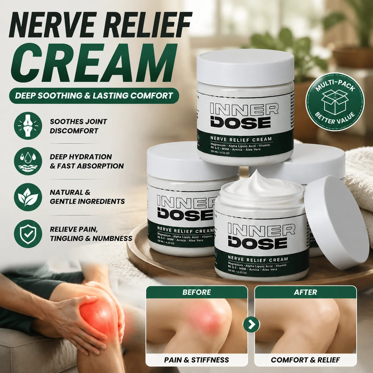 Inner Dose Soothing Nerve Care Cream 1/2/3/5pcs Moisturizing Calm Local Soreness And Discomfort For Foot Leg Body External Care
