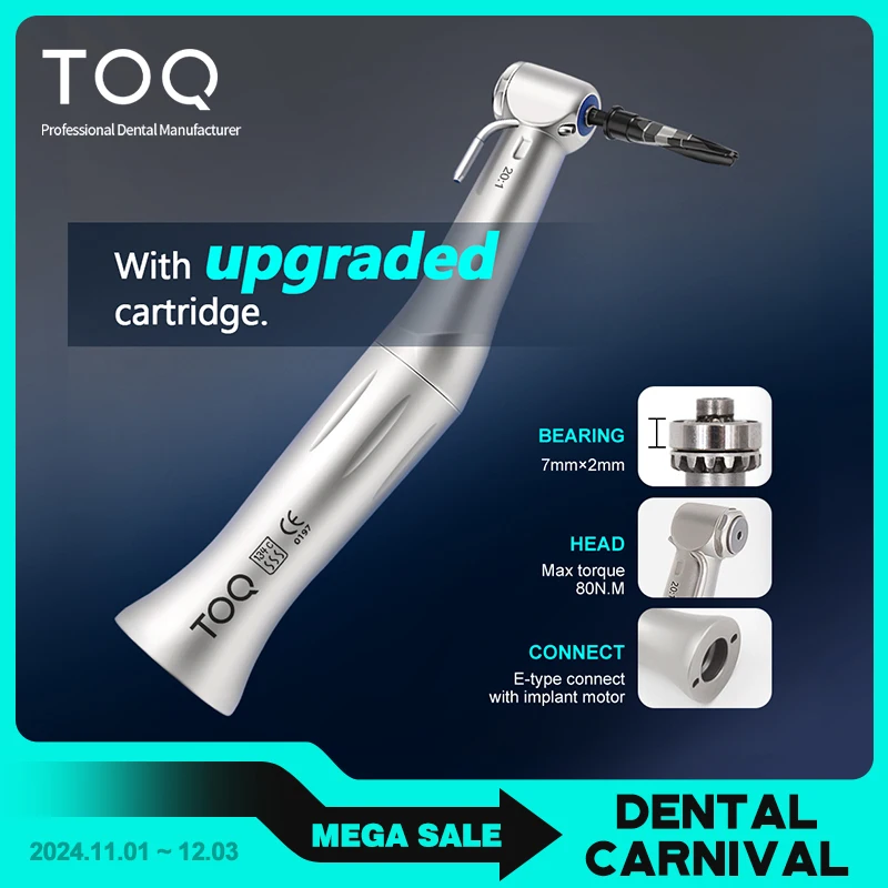 Denta Low Speed Handpiece 20:1 Implant Reduction Contra Angle Push Button Torque 80Ncm Compatible With SG20