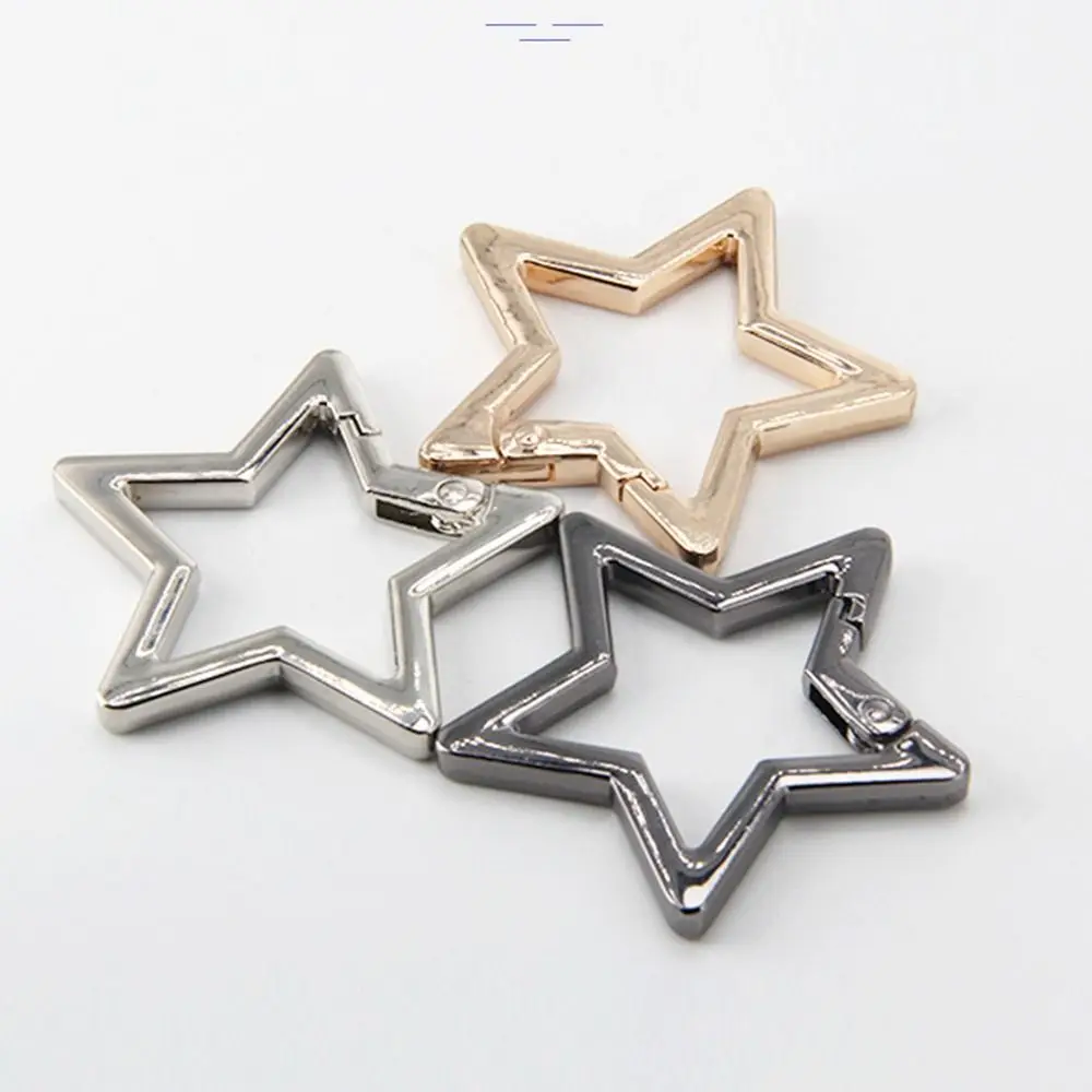 Zinc Alloy Plated Gate Spring Ring Buckles Clips Carabiner Handbags Star Shape Push Trigger Snap Hooks Carabiner Bag Keychain