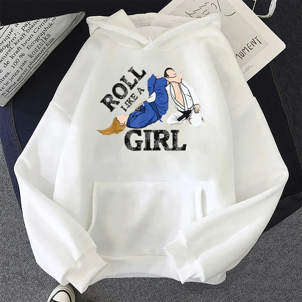 Roll Like A Girl Funny Jiu Jitsu Combat Fighter Hoodie Unisex Style Shirts for Women Men Classic  Graphic Hoodie