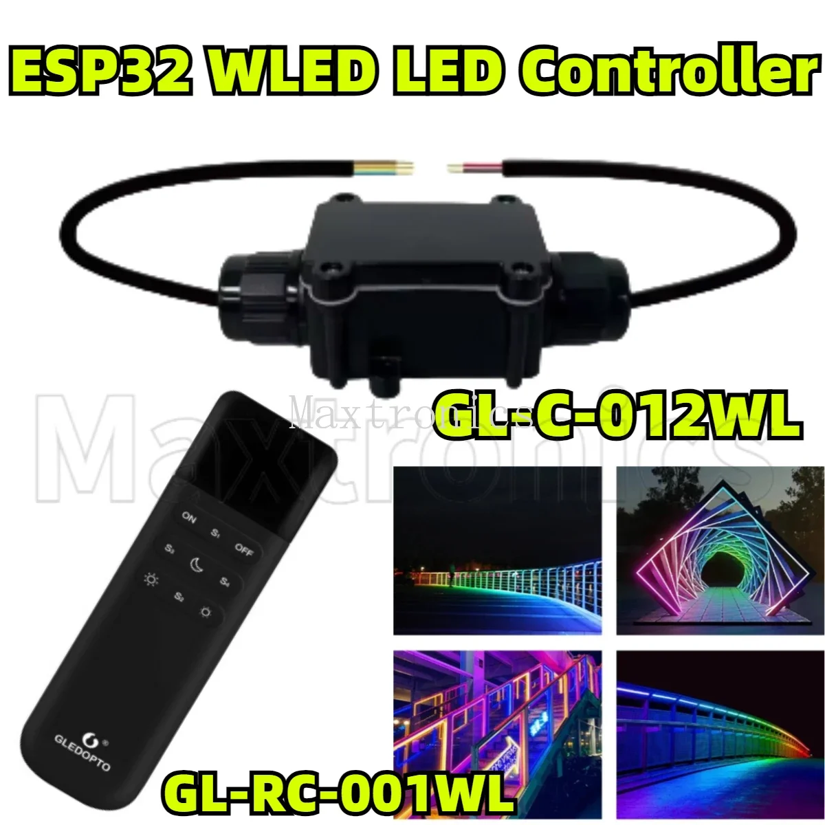 GLEDOPTO ESP32 WLED Controller GL-C-012WL/RC-001WL IP65 Dynamic Lights DC5-24V WiFi WS2811 WS2812 SK6812 WS2813 WS2815 LED Strip