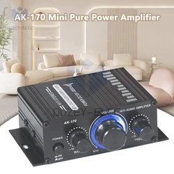 AK-170 Mini Compact Pure Amplifier 2.0 Channel Hi-Fi Stereo Audio Power  Amplifier DC12V Home Digital Amplifiers 20W+20W