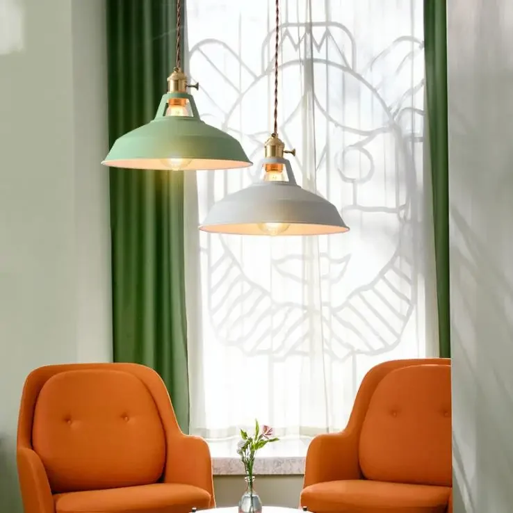 YUO الملونة الرجعية النمط الصناعي مطعم المطبخ مصباح منزلي قلادة ضوء خمر شنقا ضوء عاكس الضوء مصابيح الزخرفية #1