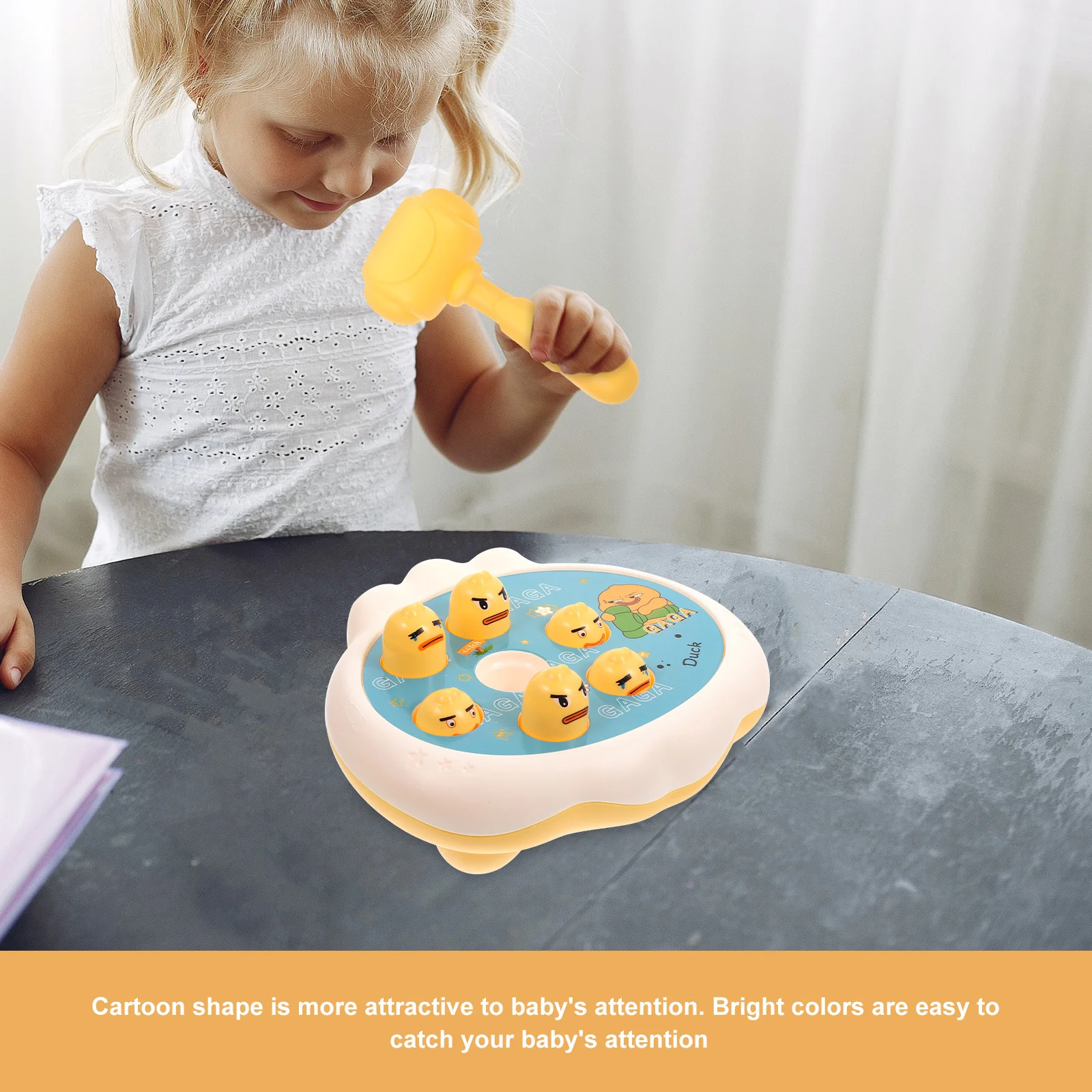 

1 set Duck Knocking Bench Toddler Hammering Whacking Game Plaything Color Cognitive Skill Development Early Learning Mole Game