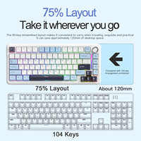 F75 MAX Three-mode Mechanical Keyboard 75% Equipped with TFT Color Screen Rotary Knob Wired/Bluetooth/2.4G Gaming Keyboard
