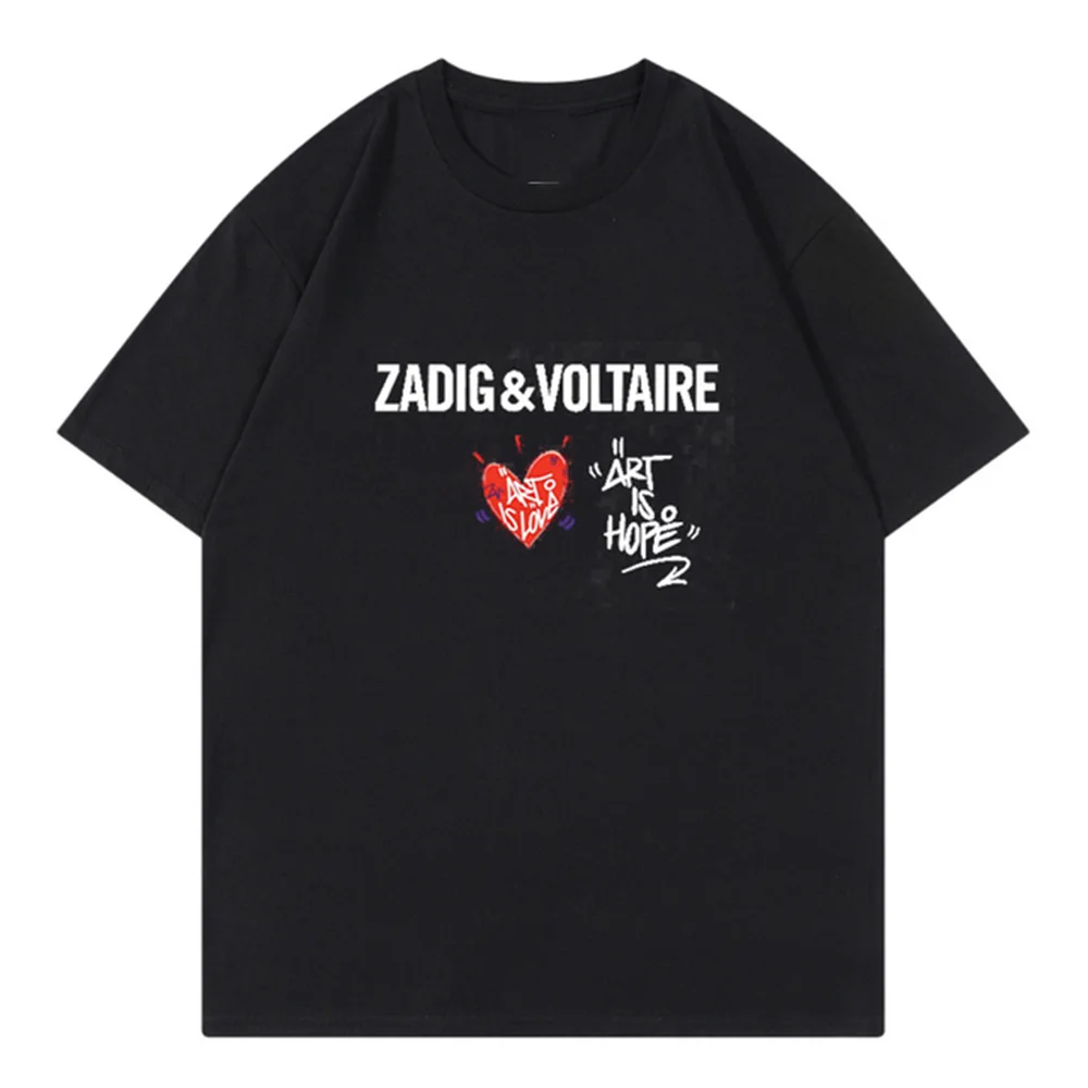 Z-voltaire Zadig Printed Women T-shirt Plus Size Casual Short Sleeve Y2k Fashion Brand Harajuku Kid Top Tees Men Tshirt