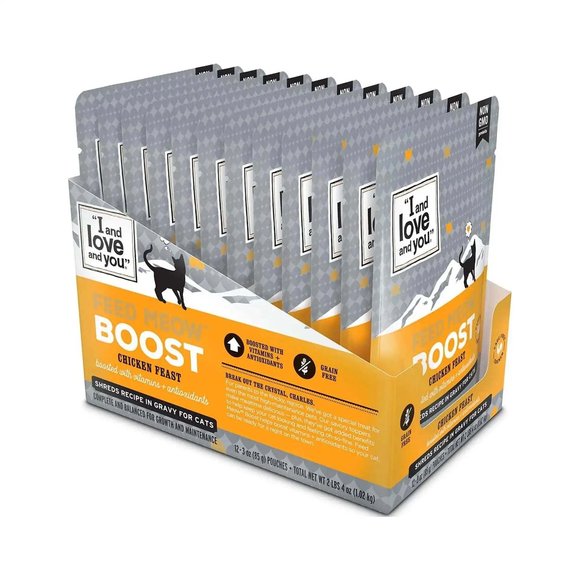 

I and love and you Feed Meow Wet Cat Food, Boost Formula with Chicken, Complete and Balanced Meal, 3oz Pouch