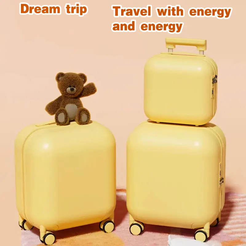 Carry-On Suitcase, ABS Combination Suit Trolley Case, Hidden Mobile Phone Holder, Universal Wheel Password Box,20+14 Inches
