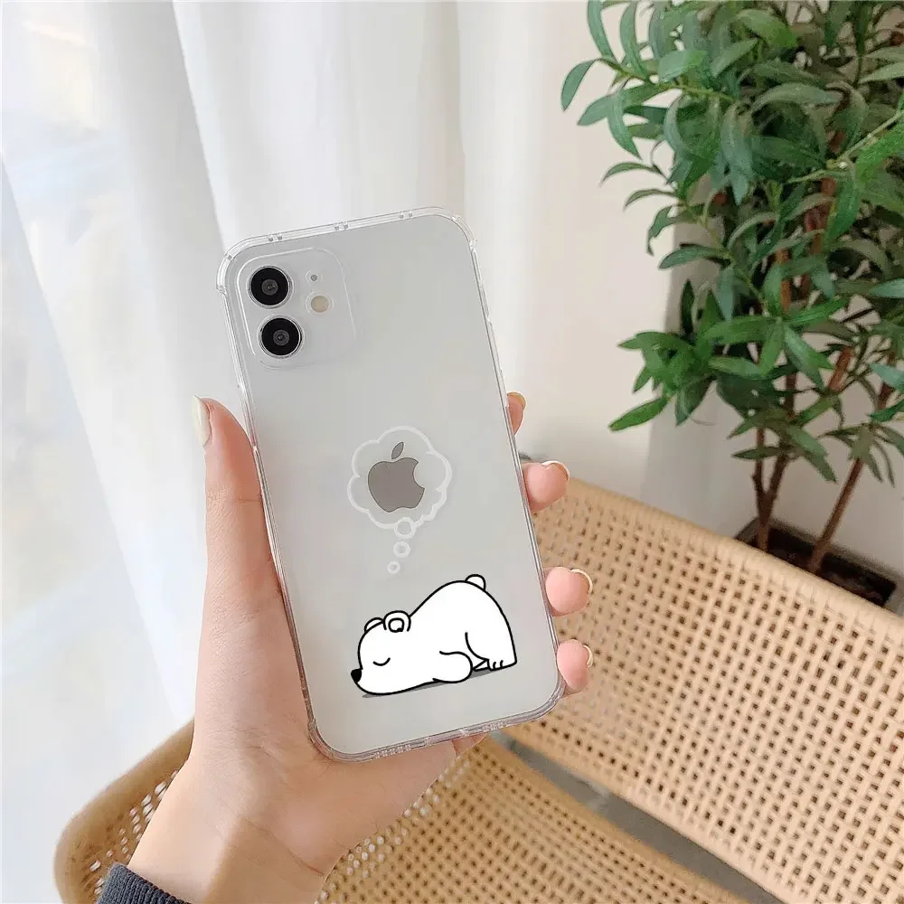 Funny Animal Couple Phone Case for IPhone 11 12 14 13 15 Pro Max Mini XR XS MAX X SE2 7 8Plus Clear Cover Cute Panda Sloth Funda