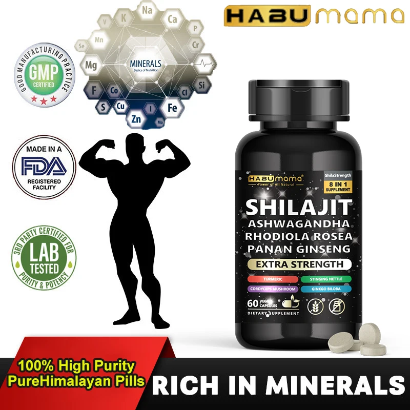 HABUMAMA 100% Pure Himalayan Shilajit Resin 300mg with 85+ Trace Minerals & Fulvic Acid for Energy Immune Support