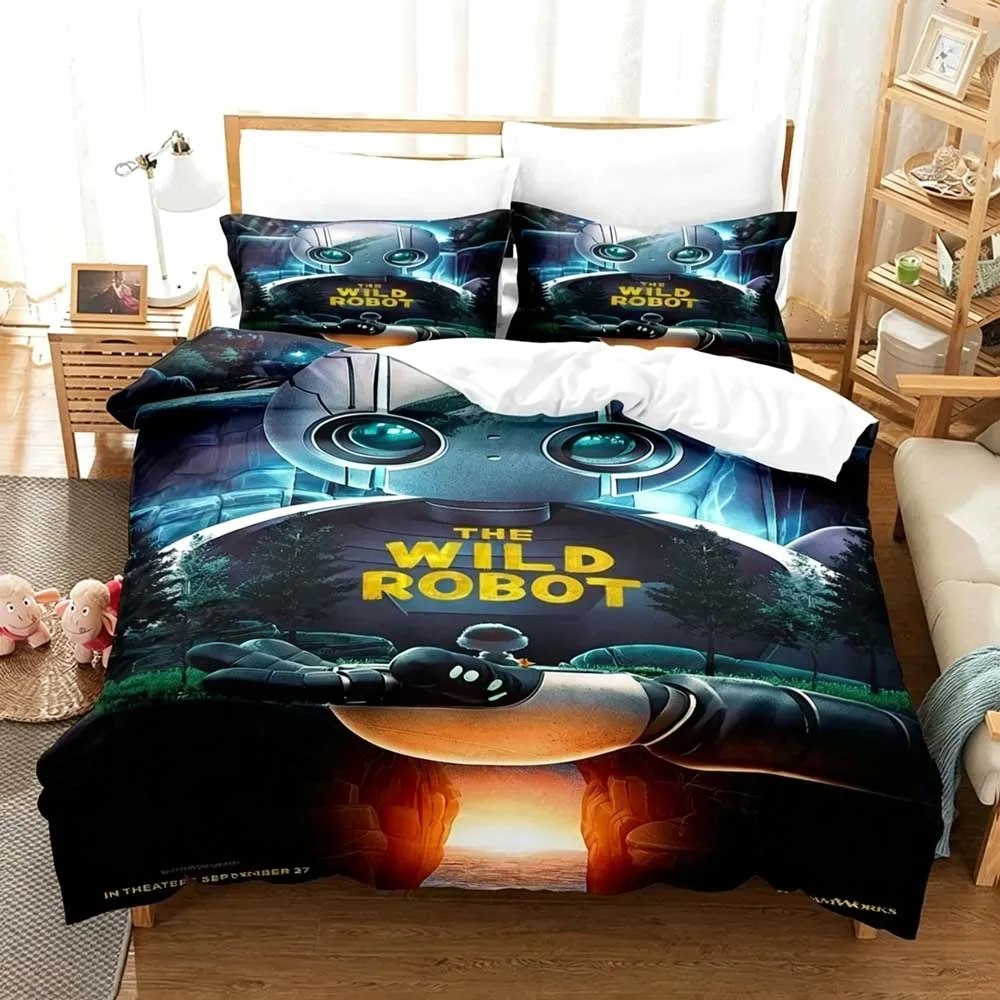 3D Print The Wild Robot Cartoon Bedding Set Single Twin Full Queen King Size Bed Set Adult Kid Bedroom Duvetcover Sets