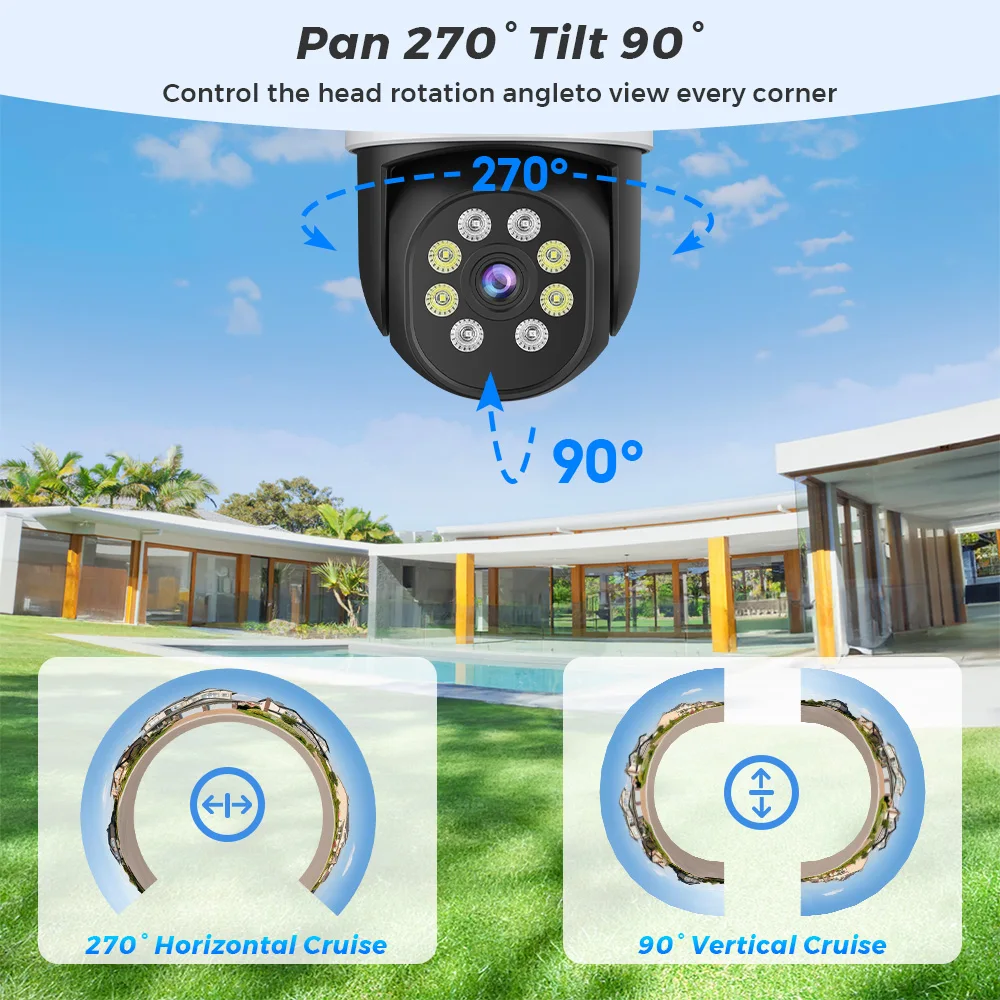 10MP 5K Dual Lens Dual Screen PTZ IP Camera Outdoor 8MP HD 4X Digital Zoom Ai Human Detection Wifi CCTV Surveillance O-KAM App