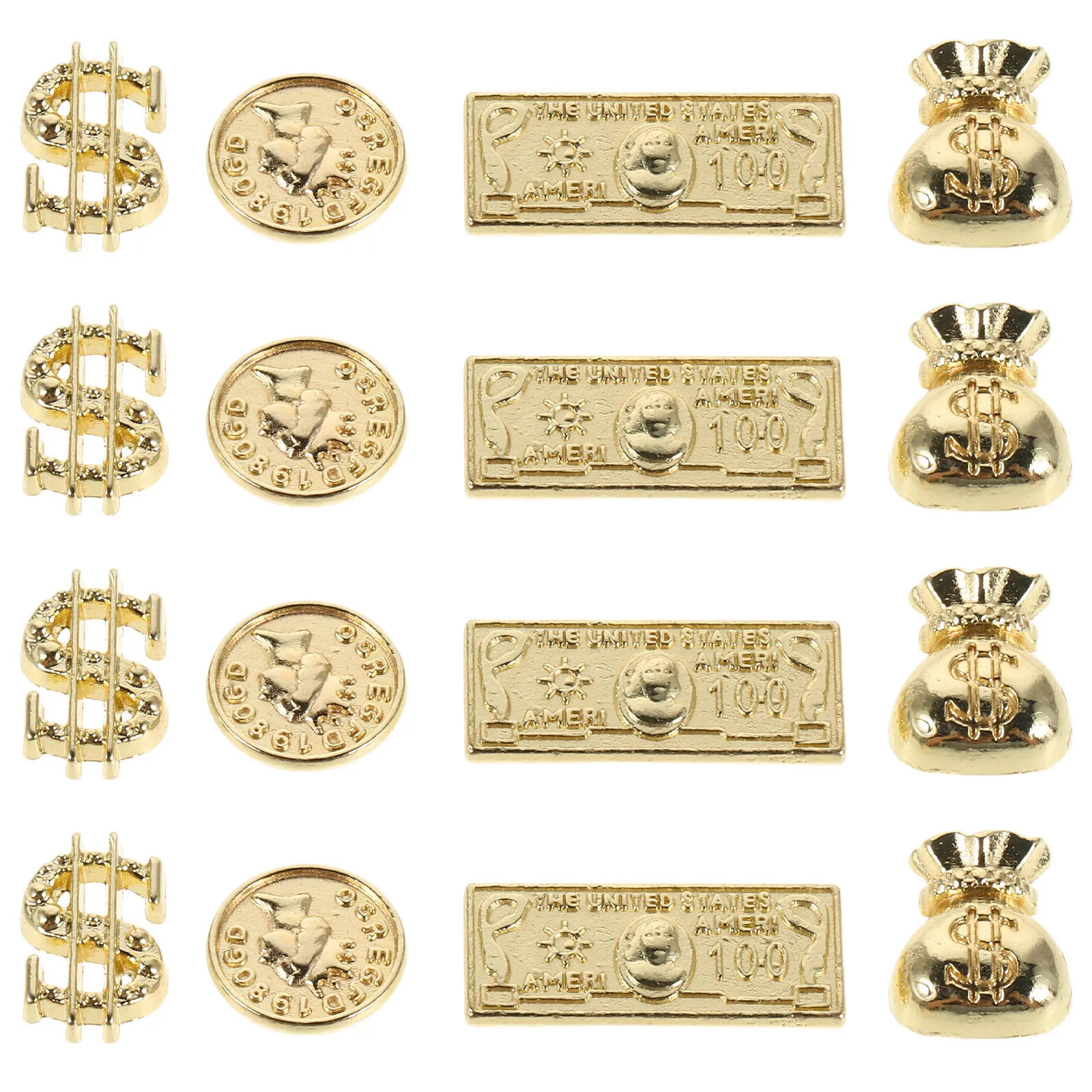 

Набор из 200 золотых металлических украшений для ногтей: ассорти с дизайном денежных мешочков и длинных кошельков для монет, для нейл-арта