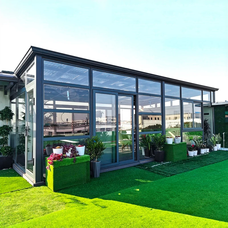 European Modern Design Prefab Villa With Veranda Aluminum Garden Sunroom With Flat Roof for Netherlands Home Outdoor Patio sunro