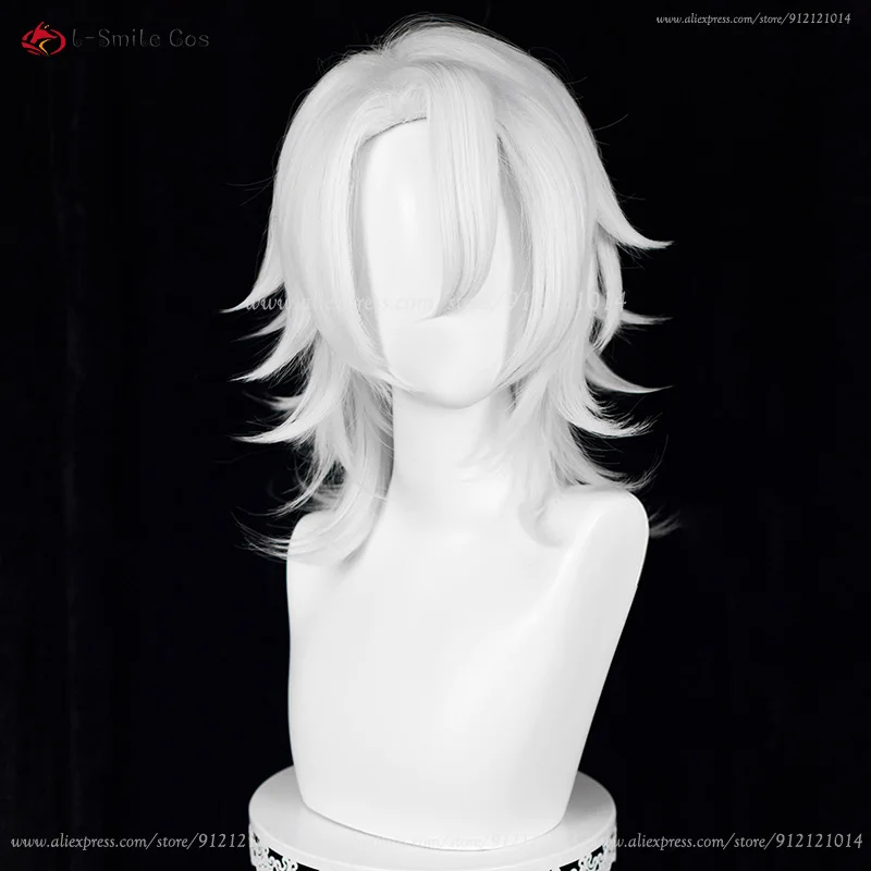 Anime Uzui Tengen Cosplay Wig Silver White 35cm Short Wigs Heat Resistant Synthetic Hair Halloween Party + Wig Cap