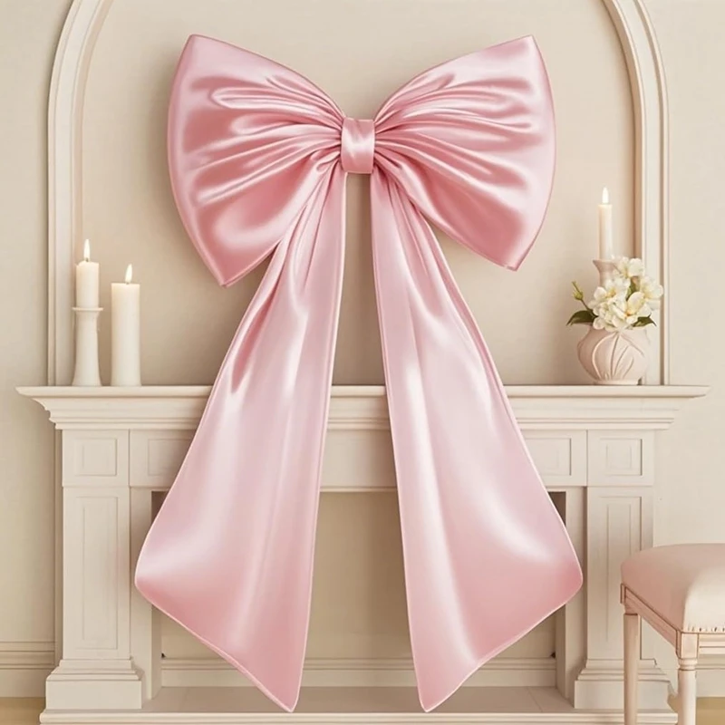

110CM Satin Big Bow for Backdrop Coquette Birthday Party Wedding Engagement Bachelorette Baby Shower Christmas Tree Topper Decor