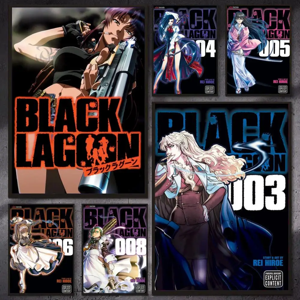 Póster de Anime B-Black Lagoon, arte de pared en lienzo estético moderno, decoración para habitación, decoración para dormitorio