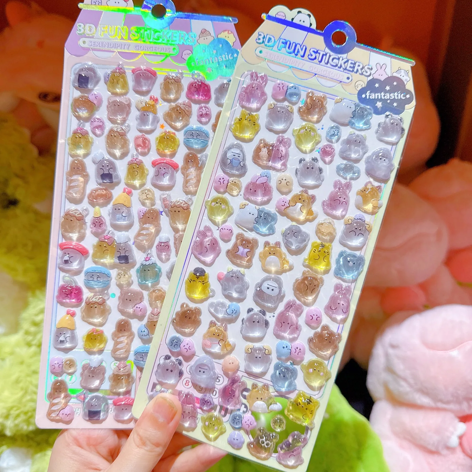 4 조각 어린이 만화 귀여운 부드러운 유령 3D 스티커 전화 노트북 연필 케이스 용 사랑스러운 데칼 BulingBulingStickers Store