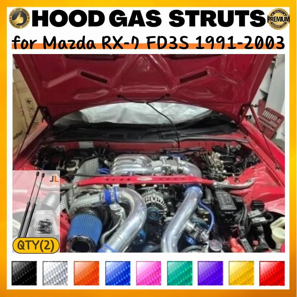

Qty(2) Hood Struts for Mazda RX-7 FD3S 1991-2003 Front Bonnet Modify Lift Supports Dampers Gas Springs Shock Absorbers
