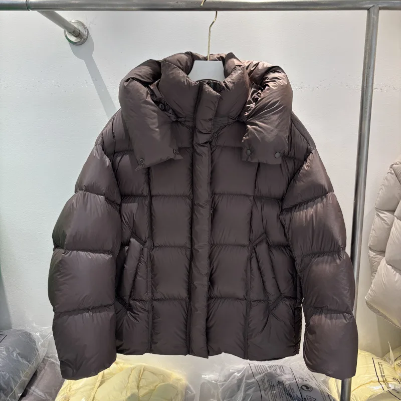 

2026 New Women's Short Style White Duck Down Coats Fashion Hooded Puff Jacket Casual Versatile White Duck Down Jacket Outwear
