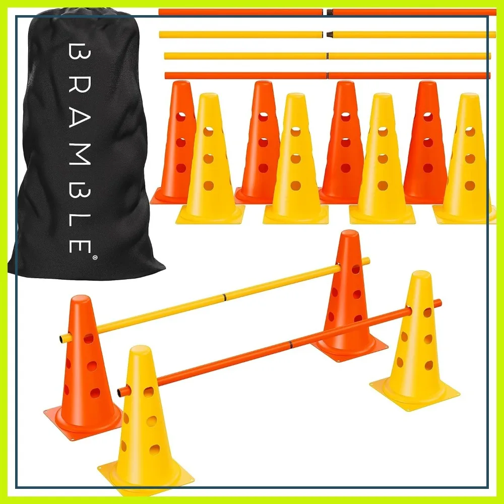 

Speed Agility Training Hurdles Set with 3 Heights, 12 Cones, 6 Poles