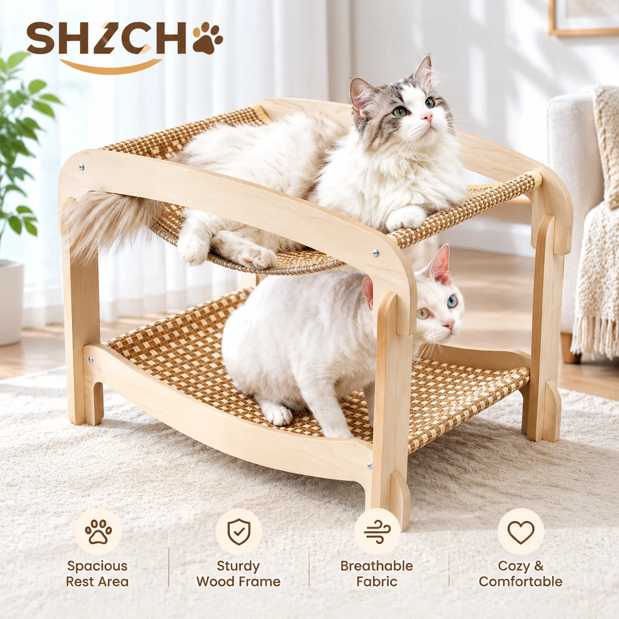 Combination Cat Scratcher & Cooling Bed | Sisal Hammock Perch Modular Lounger for All Seasons Durable Non-Shedding Pet Furniture