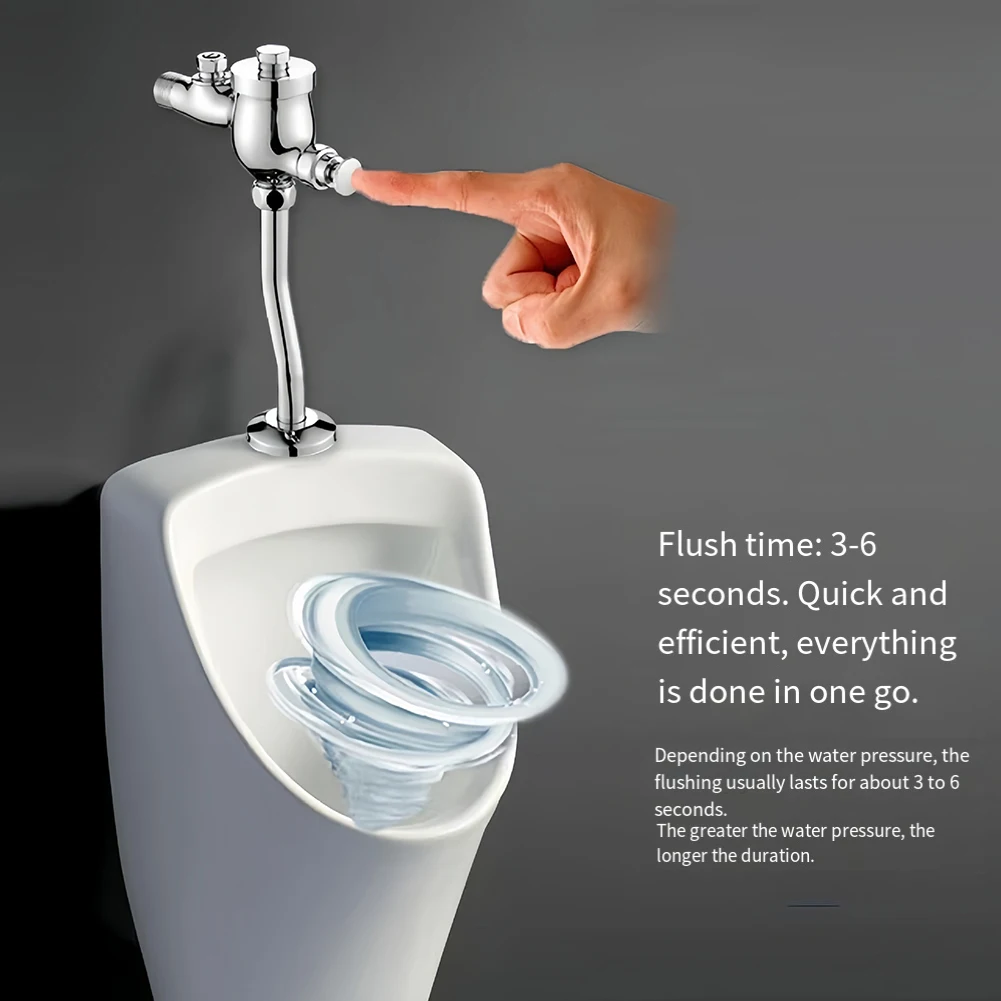 Automatic Shutoff Valve Time Delay Flush Valve Chrome Finish Copper Flush Valve Mechanism User-Friendly Design