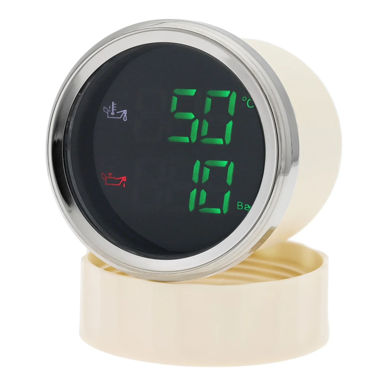 Digital 2 IN 1 Oil Temperature+Oil Pressure Gauge Green Red LED 52mm Gauge with Oil Press/Oil Temp Sensor for Car Boat 12V 24V