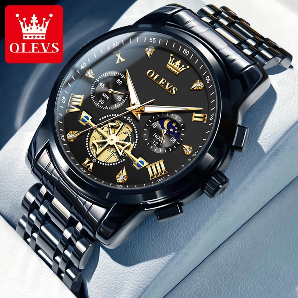 

OLEVS 2856 Quartz Mens Watches Top Brand Luxury Original Sports Casual Design Stainless Steel Waterproof Wristwatch Gifts Lover