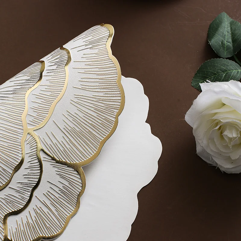 1/6/10 قطعة الذهب الإبداعي الفاوانيا هدية المفارش الشمال المنزل الوقايات البلاستيكية طاولة طعام حصيرة الزخرفية المضادة للانزلاق وجبة عيد الميلاد حصيرة #5