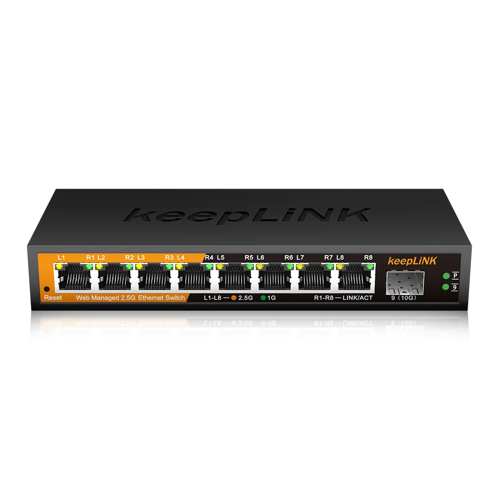 KeepLiNK 9-Port Multi-Gig Managed Switch with 8-2.5Gbps and 1-10Gb SFP+ Uplink