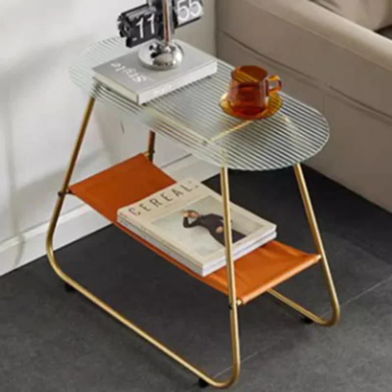 

Light Luxury Storage Side Table Living Room Home Tempered Glass Coffee Table Side Cabinet Bedroom Bedside Creative Storage Rack