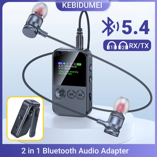 Lavalier Bluetooth 5,4 transmisor receptor de Audio 3,5mm AUX TF tarjeta reproducción adaptador inalámbrico con pantalla LCD para PC TV altavoz