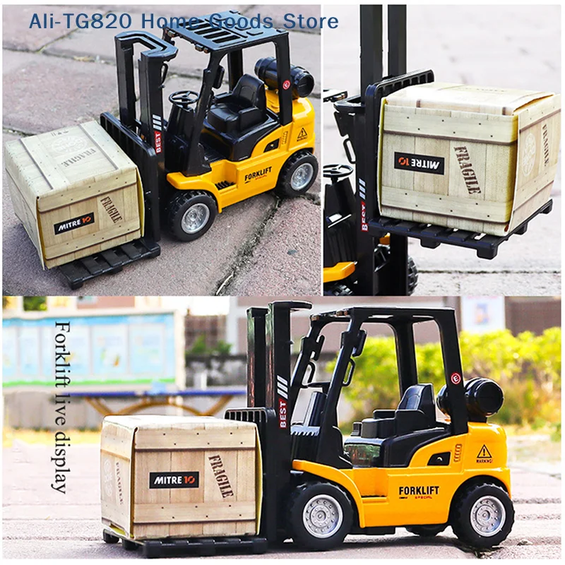 

[TG820]Alloy Die-Cast Model Vehicle Construction Forklift Friction Toy Cargo Pallet Interactive Toy For Boys Girls Xmas Gift