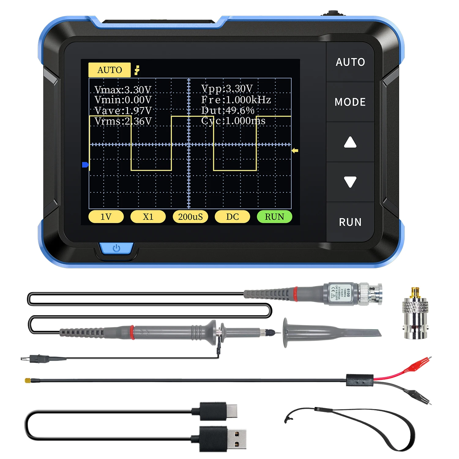 FNIRSI DSO152 PLUS Mini Handheld Digital Osciloscope 200KHz Analog Bandwidth 2.5MSa/s 800VPP Support Firmware Upgraded