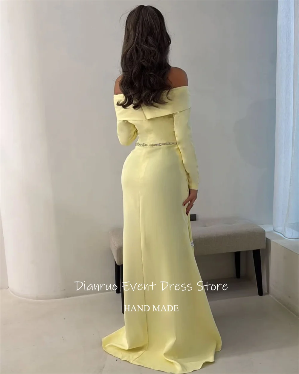 Dianruo Лимонно-желтые вечерние платья русалки с открытыми плечами Robe De Soirée Femme Robe Glamorous De Soiree De Mariage по индивидуальному заказу
