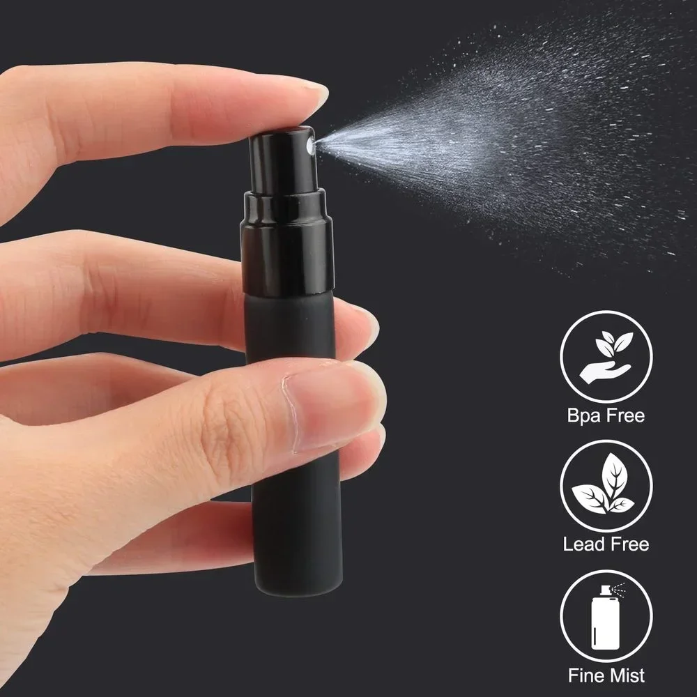 5/10/15pcs 5ML 10ML Luxury Portable Glass Perfume Mini Bottle Small Pocket Matte Atomizer Glass Black Color