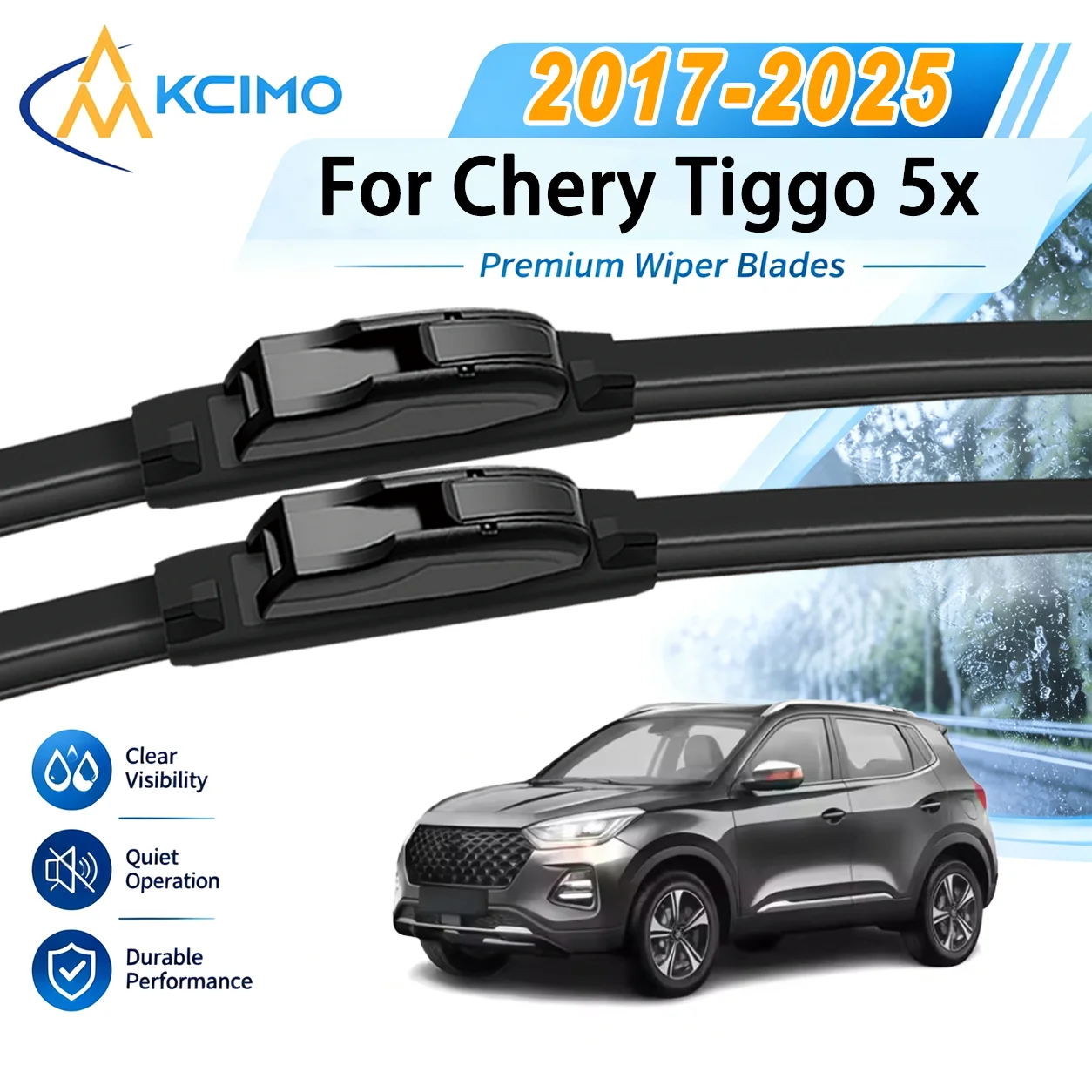 KCIMO Sturdy Wiper Blades for Chery Tiggo 5x 2017-2025 Quiet Performance Front Windshield Smooth Auto Wipers Blade Accessories
