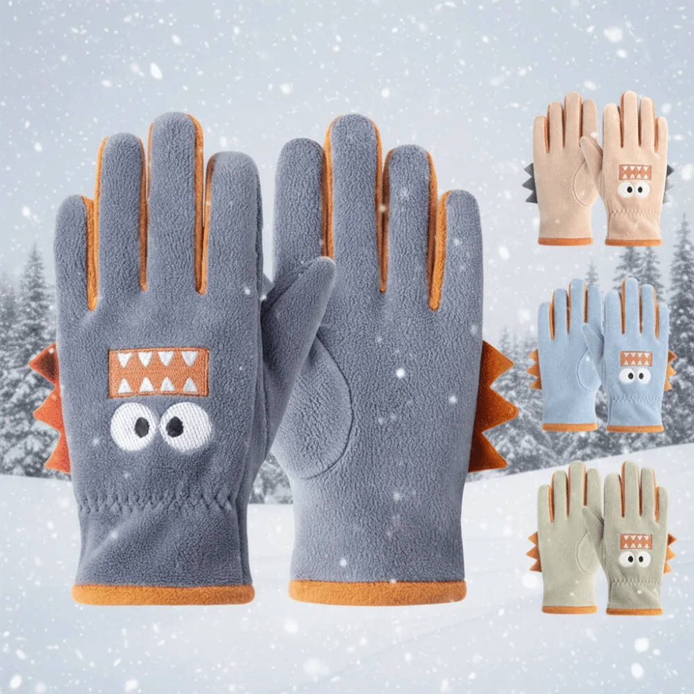 

Милые мультяшные перчатки, флисовые ветрозащитные перчатки с длинными пальцами, зимние теплые мягкие варежки, осень-зима