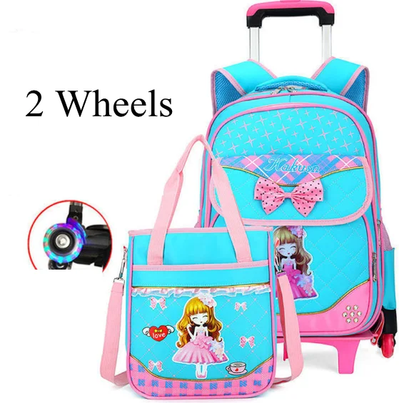 Girl's School Rolling backpack set with handbag School Trolley Bag School Wheeled backpack School bag on wheels Trolley Satchel