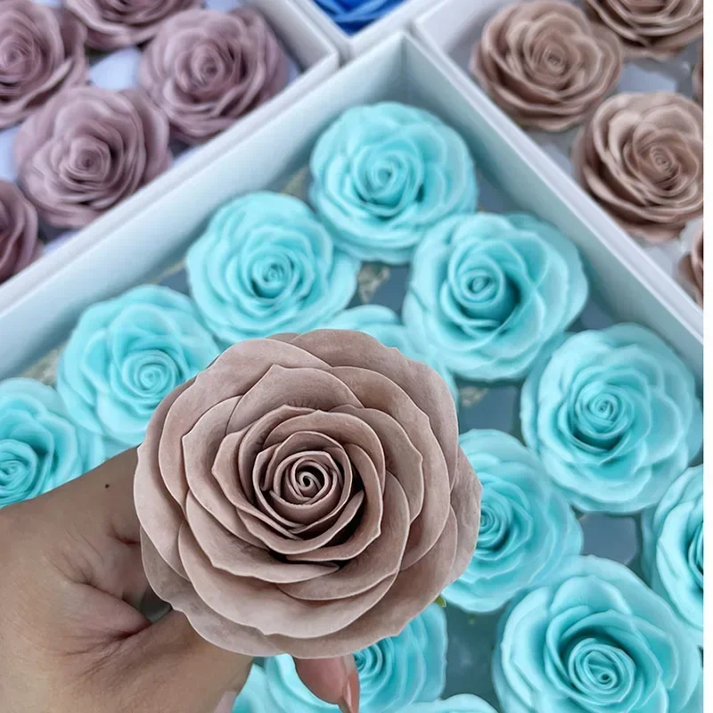 6CMX6cm 25Pcs Big Soap Rose Flower Head for Wedding Valentine's Day Gift DIY Home Party Christmas Immortal Flower Bouquets Craft