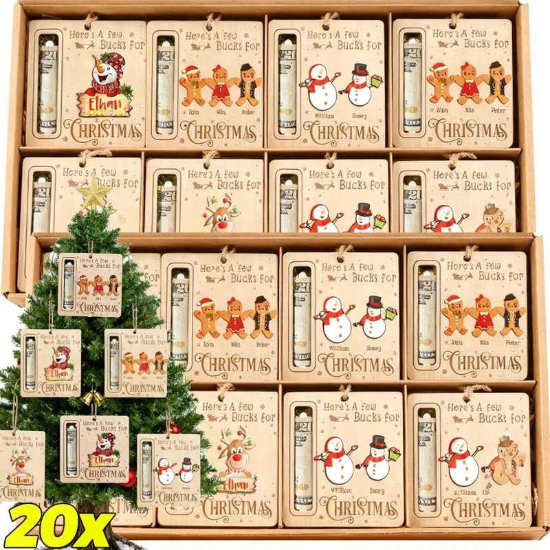 عيد الميلاد أصحاب المال خشبية معلقة حامل المال الحلي شجرة عيد الميلاد ثلج الأيائل معلقة قلادة هدايا حفلة السنة الجديدة #1