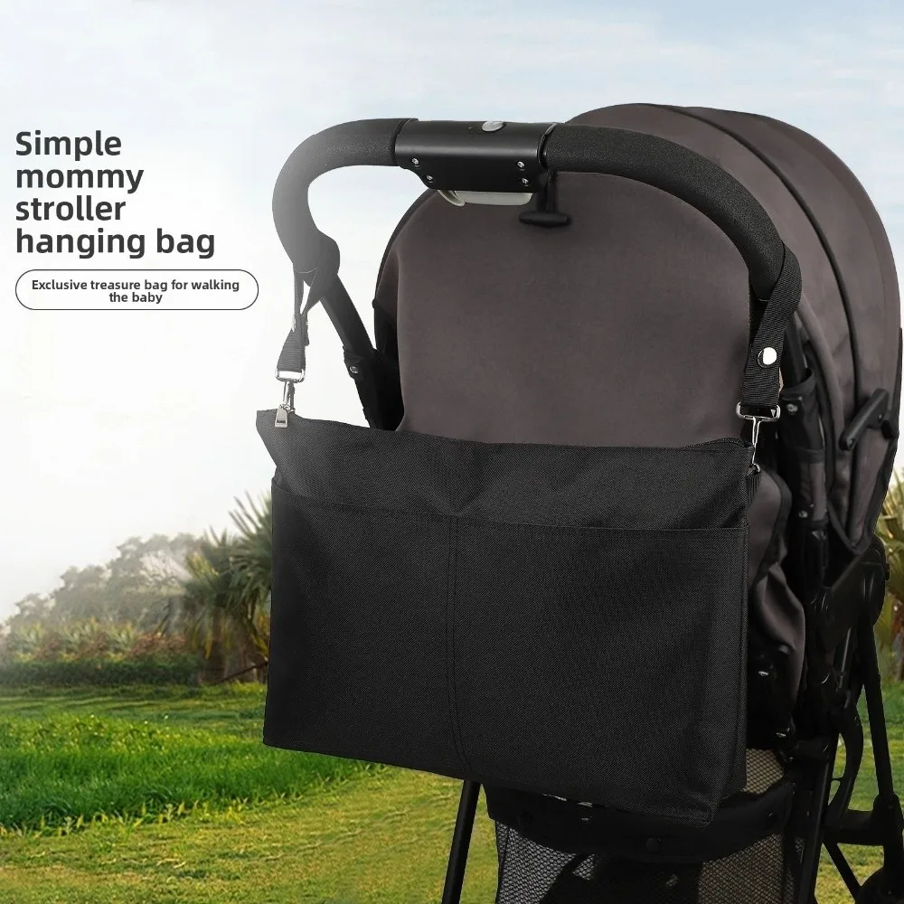 

Portable Baby Stroller Storage Bag Large-capacity Black Baby Pram Hanging Bag Waterproof Multifunction Mommy Shoulder Bag