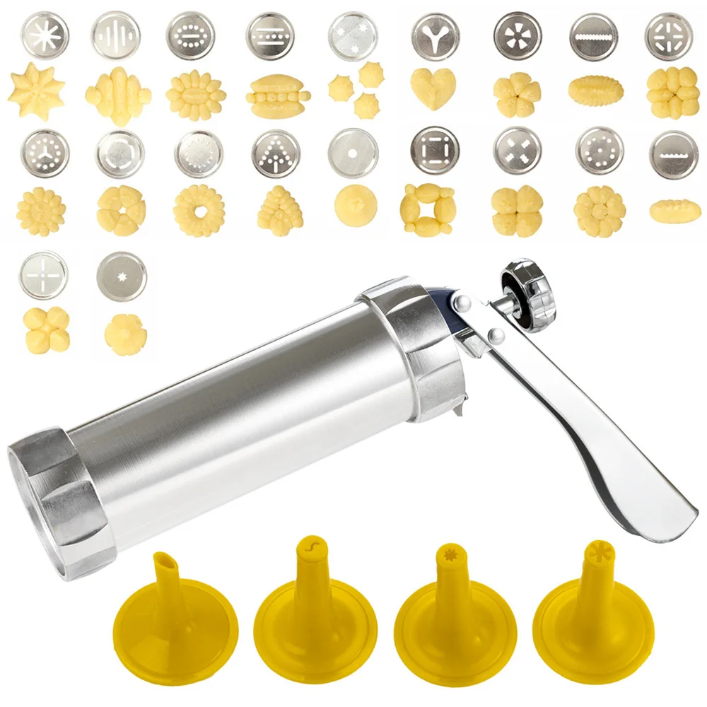 Cookie Press Stainless Steel Biscuit Maker Machine Mold Cream Cake Flower Decorative Gun Kitchen Pastry Syringe Baking Tools