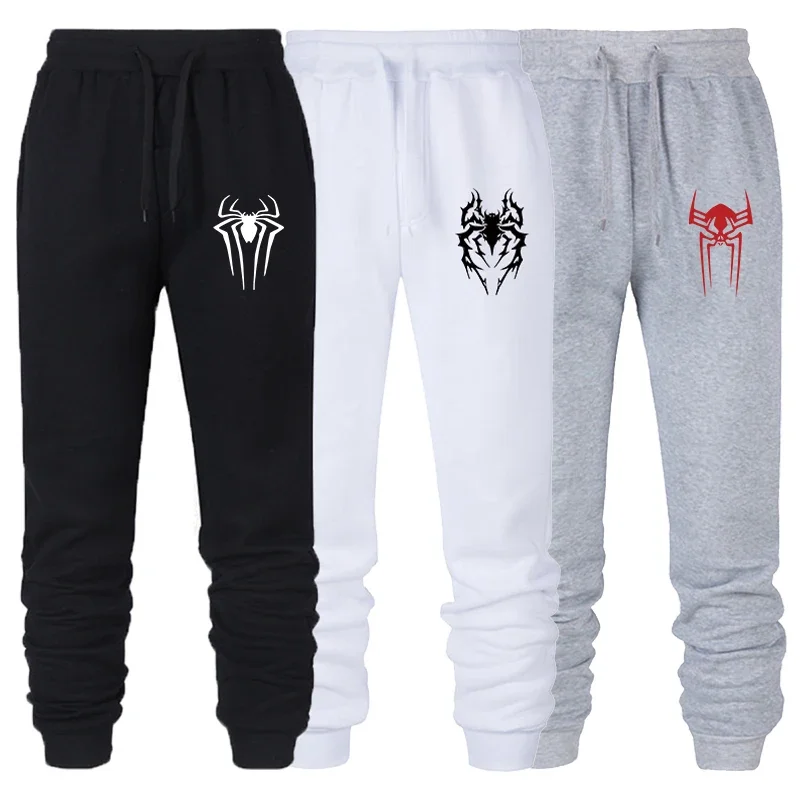 Men\'s Spider Printed Sweatpants Outdoor Workout Jogging Sweatpants Elastic Waist Drawstring Pants Spring and Autumn S-3XL