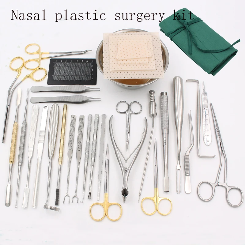 Ensemble d'instruments nasaux en plastique, cosmétique, décapant en acier inoxydable, pinces de placement de prothèse, outil nasal