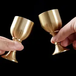 1PC Brass Chalice Cup Metal Gold Cocktail Beverage Wine Goblet Liquor Cup for Party Home Accessories Desktop Decoration Tool