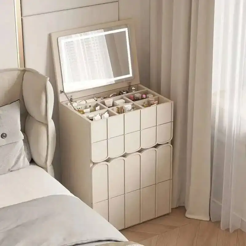 

Unique Dressing Table Mirror Stool Aesthetic Drawers Design Wood Modern Makeup Table White Bathroom Penteadeira Room Furniture
