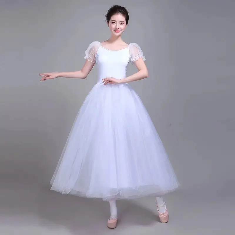 Falda tutú de Ballet con mangas abullonadas, disfraz de Ballet del lago de los cisnes blancos, vestido para niñas, disfraz de Halloween para mujeres, vestido de baile de bailarina para fiesta infantil