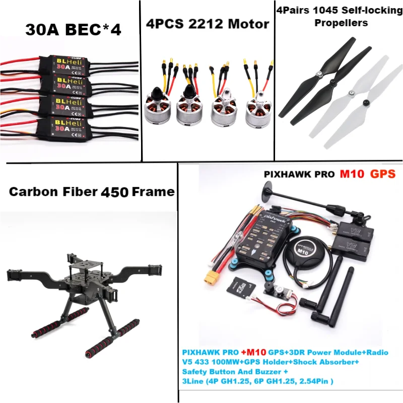 RctoSky PIXHAWK PRO M10 Open source new smart drone FLY 450 PRO MMpix quadrotor upturned rack